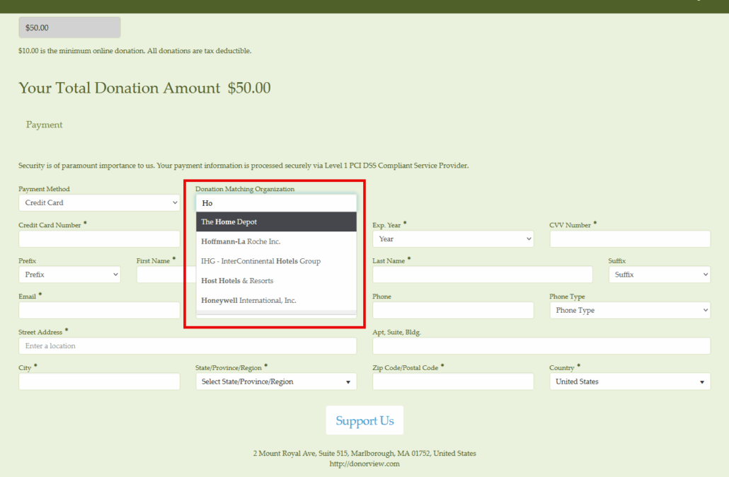 DonorView screenshot