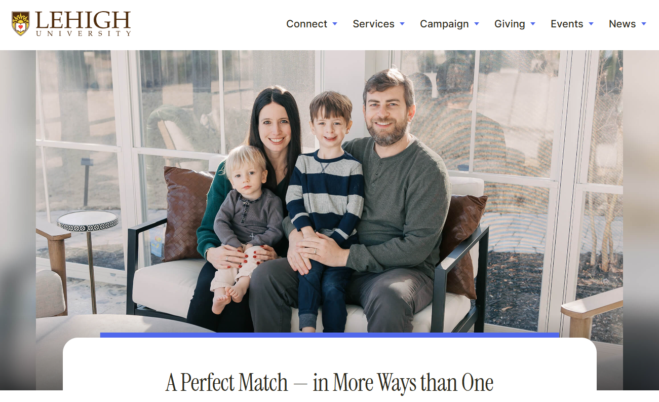 Lehigh University's matching gift month push included a donor spotlight blog post
