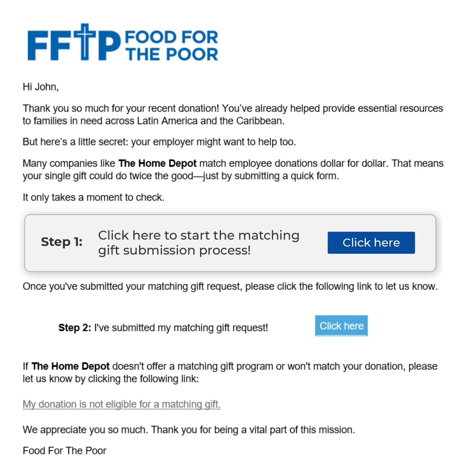 Nonprofit corporate engagement example: email outreach